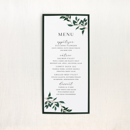 Forest Green Modern Flat Menu Cards