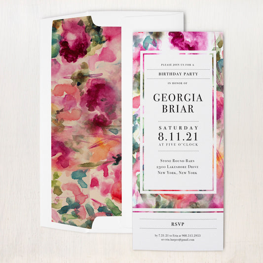 Fuchsia Abstract Birthday Party Invitations