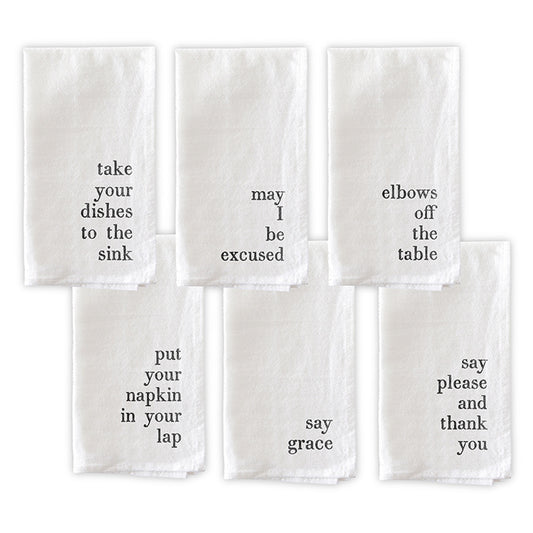 Face to Face Dinner Napkins Set - Mind Your Manners