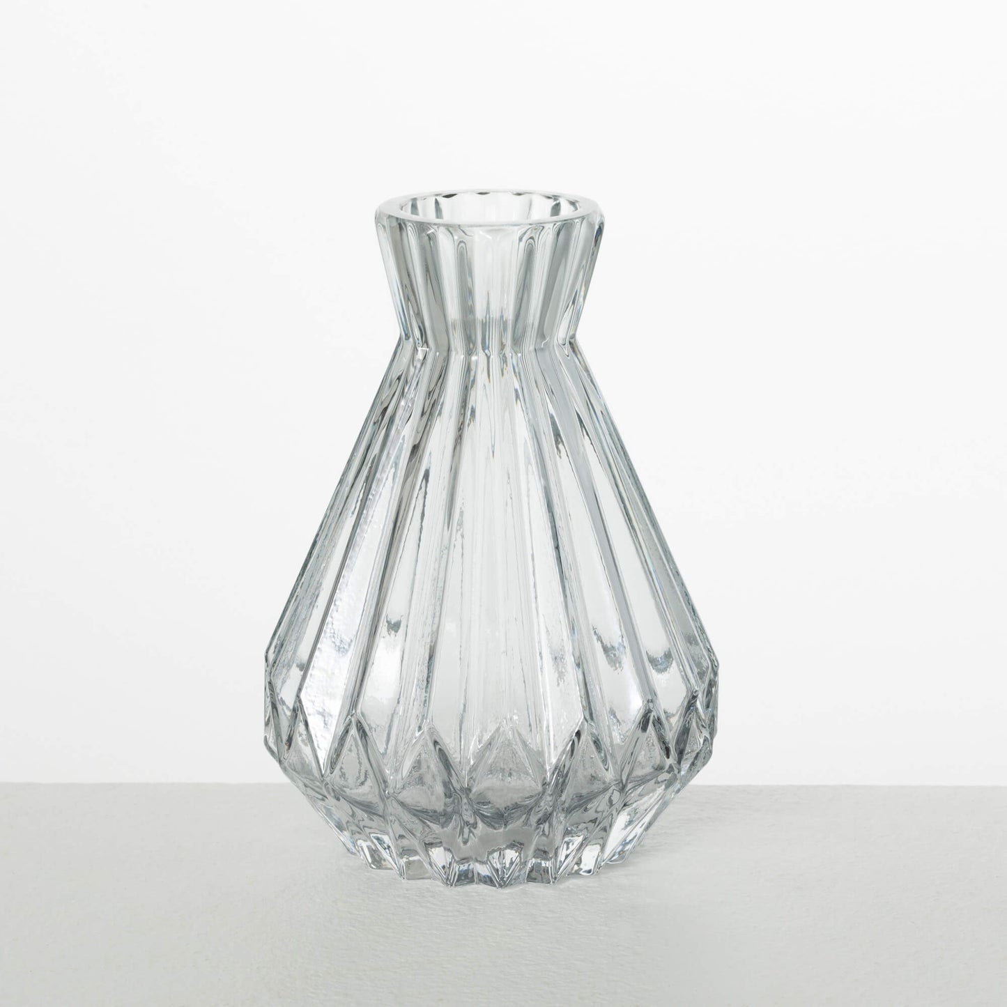 Gray Ribbed Glass Vase