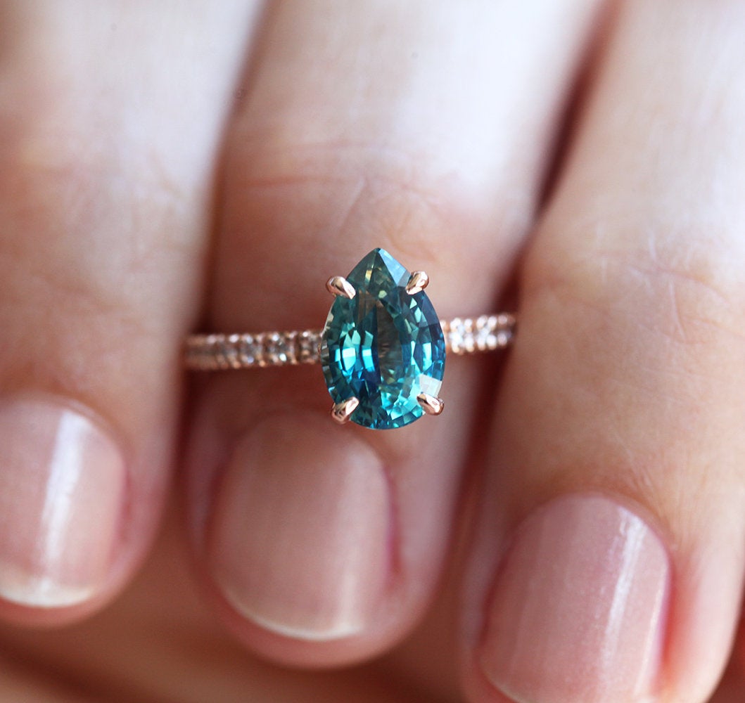 Gabriella Pear Sapphire Diamond Ring