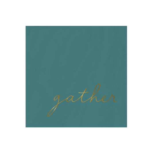 Jade Green "Gather" Cocktail Napkins, Set of 16
