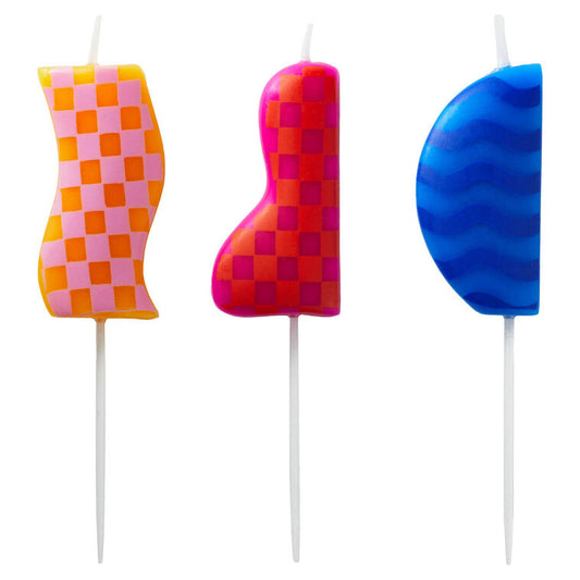 Colorful Geo Party Candles, Pack of 3