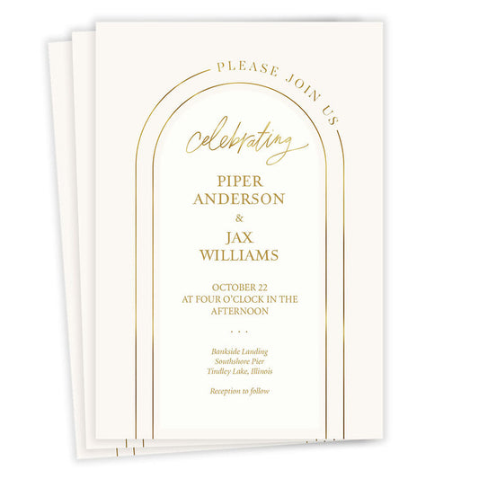 Elegant Gold Arch Wedding Invitation