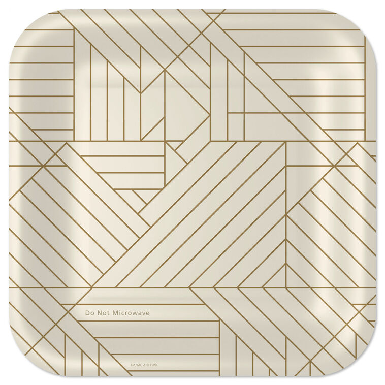 Gold Geometric on Ivory Square Dinner Plates, Set of 8