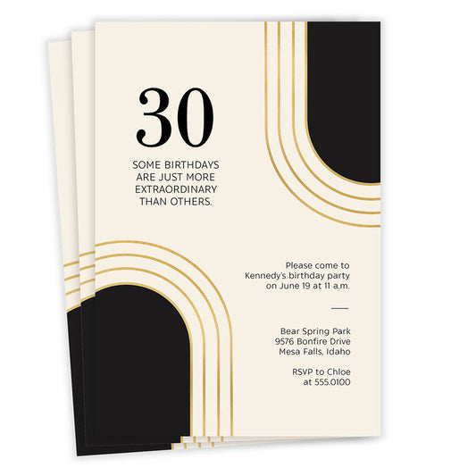 Gold and Black Arches Milestone Party Invitation