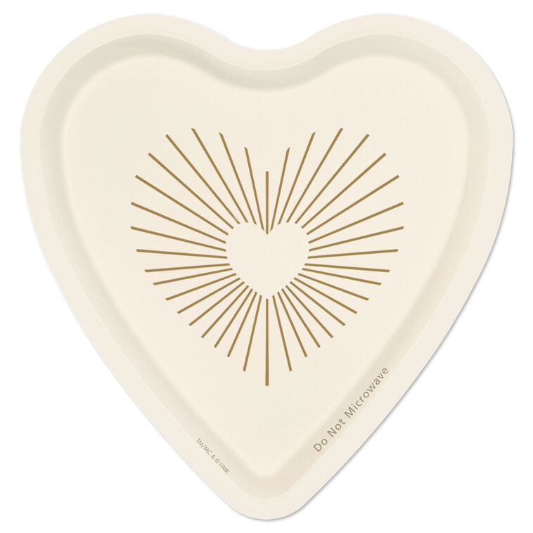 Gold and Ivory Heart-Shaped Dessert Plates, Set of 8