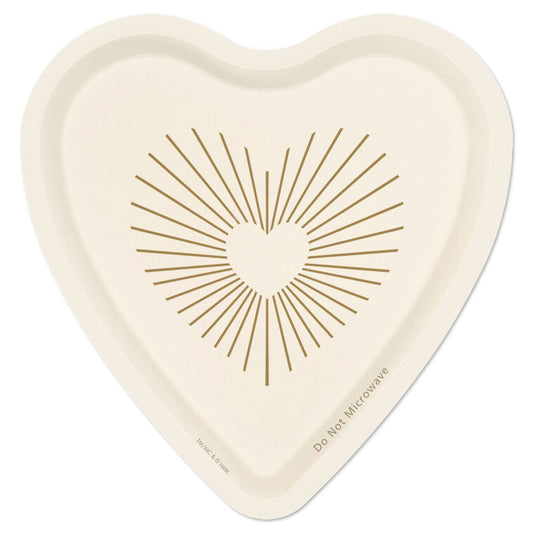 Gold and Ivory Heart-Shaped Dessert Plates, Set of 8