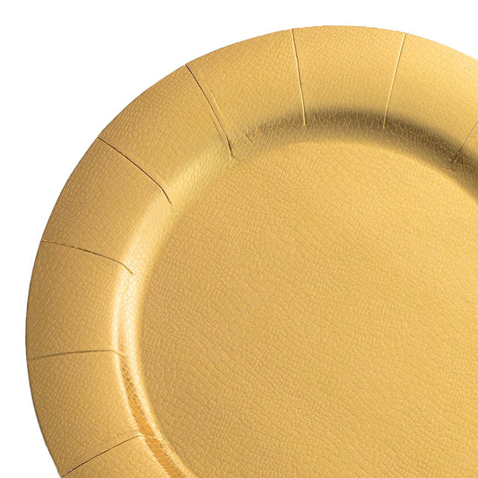 Gold Round Disposable Paper Charger Plates (13")