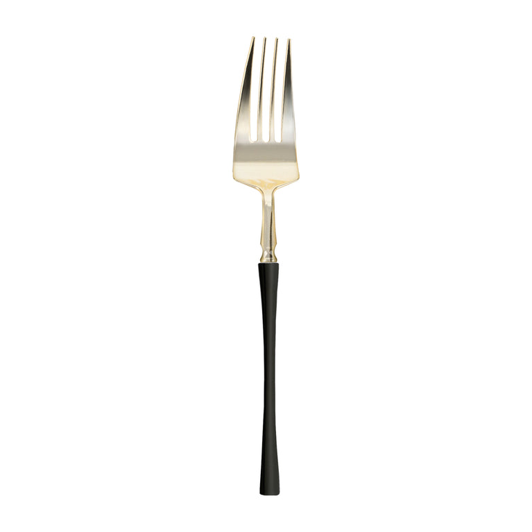 Gold with Black Handle Moderno Disposable Plastic Dinner Forks