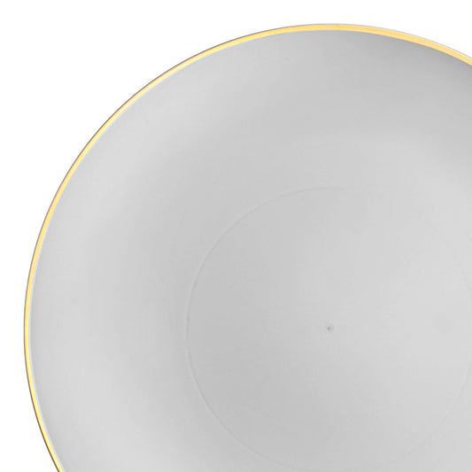 Gray with Gold Organic Round Disposable Plastic Dinner Plates (10.25")