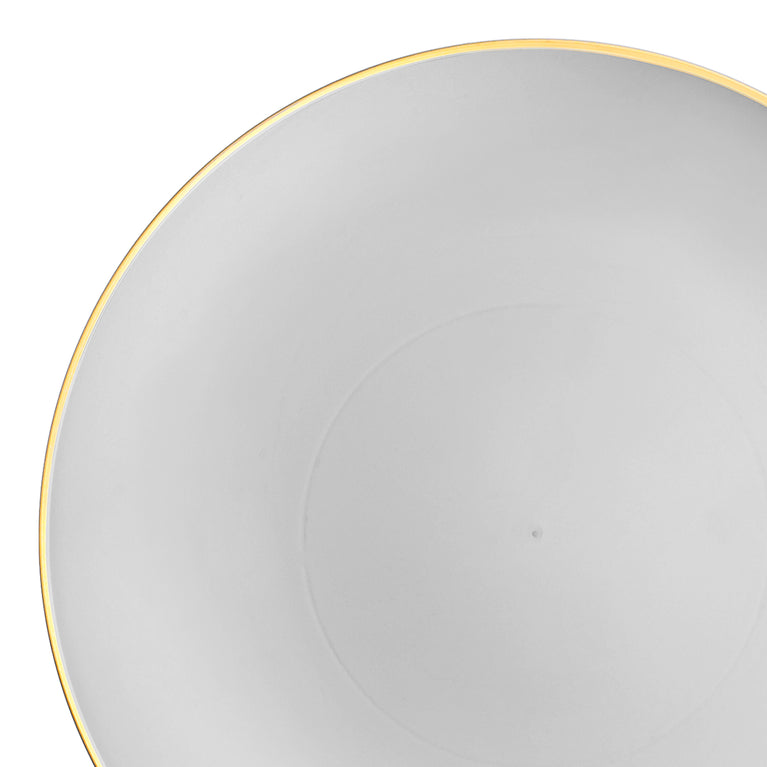 Gray with Gold Rim Organic Round Disposable Plastic Appetizer/Salad Plates (7.5")