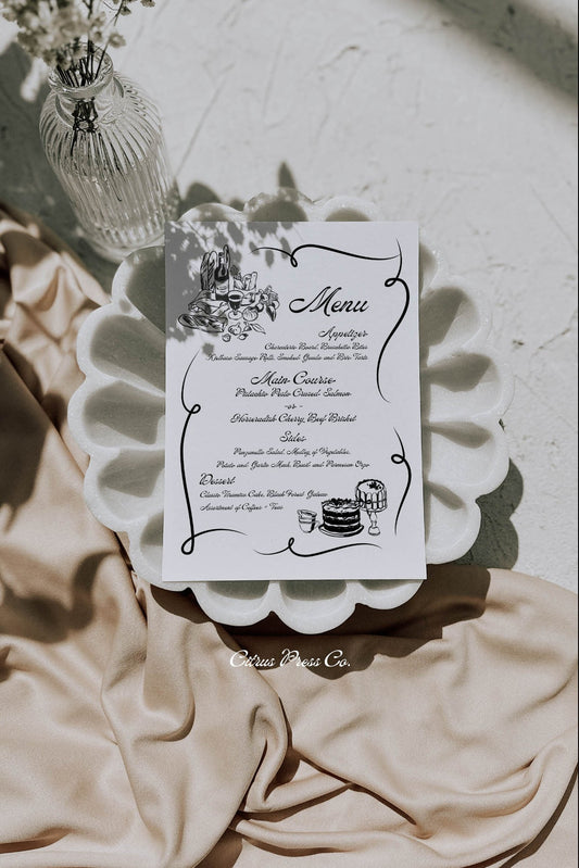 Doodle Wedding Reception Menu | Wrenley