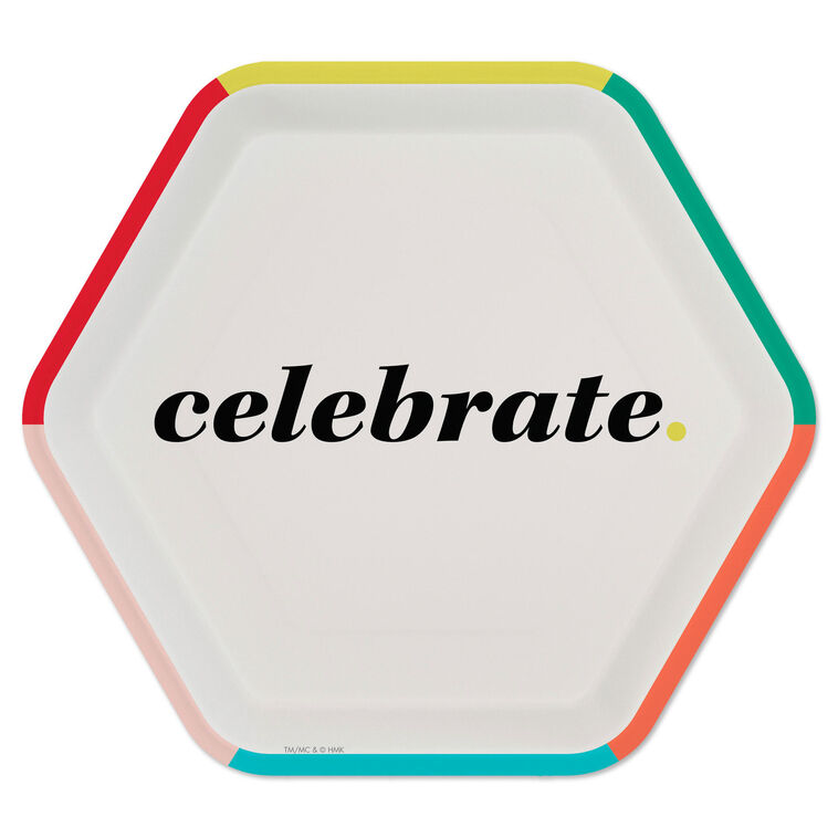 "Celebrate" Hexagonal Dessert Plates, Set of 8