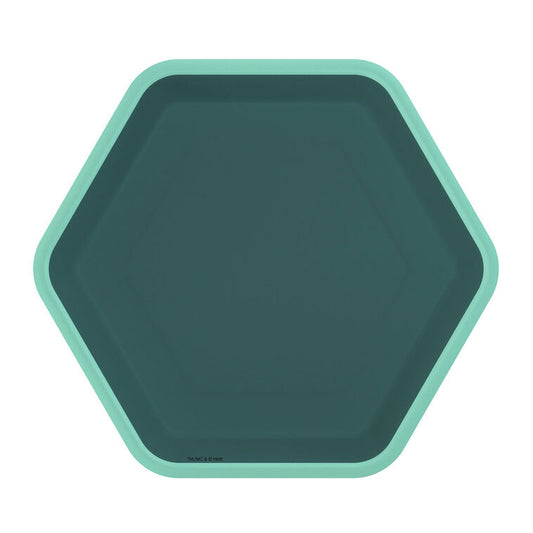 Green Hexagonal Dessert Plates, Set of 8