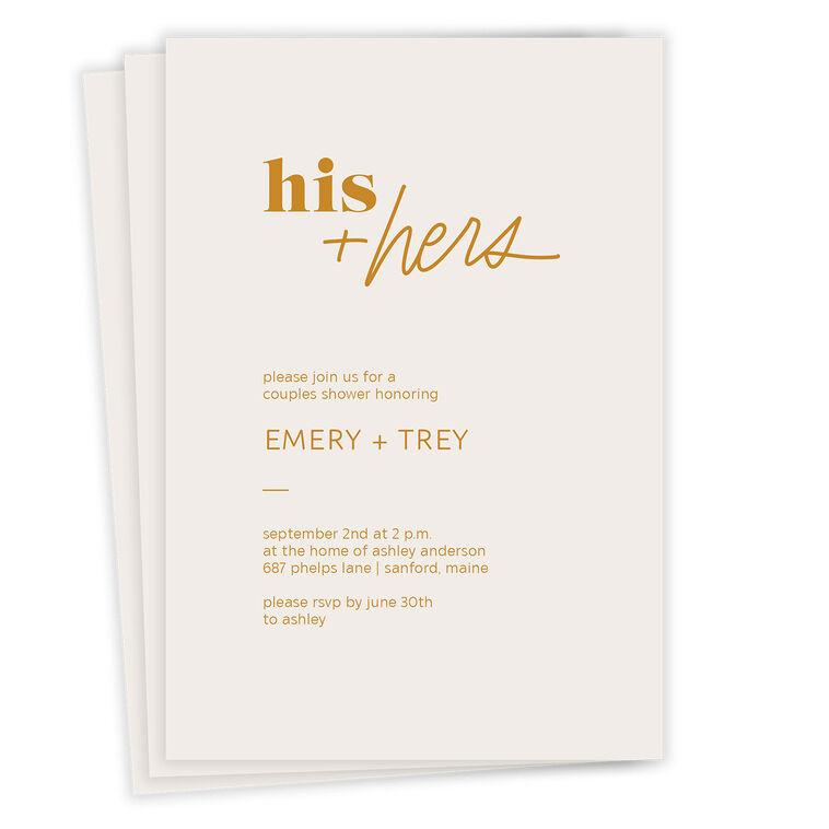His and Hers Couples Shower Invitation