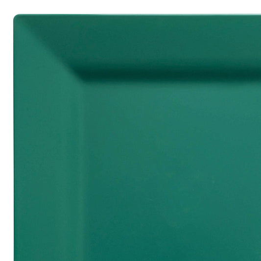 Hunter Green Square Plastic Dinner Plates (9.5")