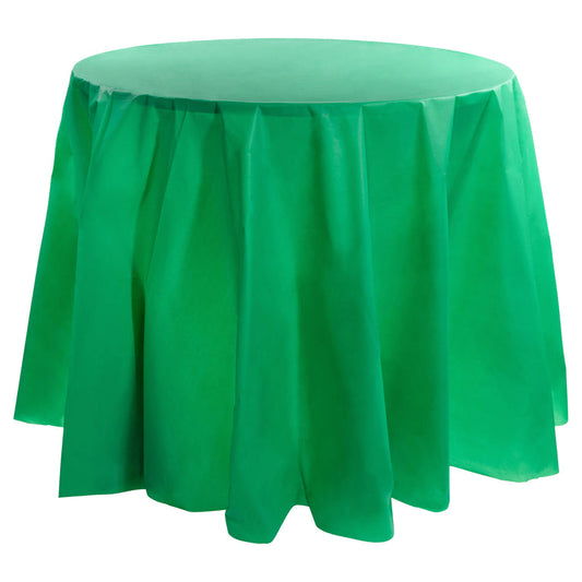 Hunter Green Round Disposable Plastic Tablecloths (84")