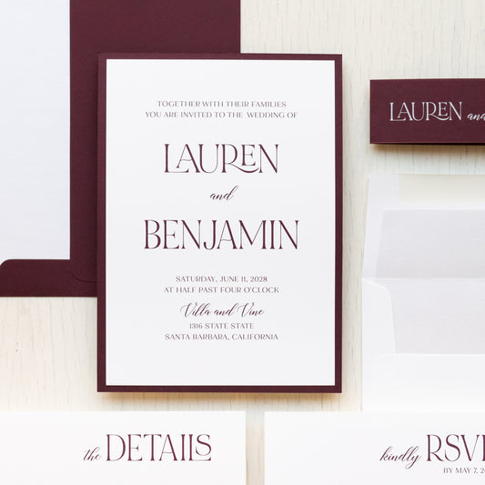 Burgundy Luxury Wedding Invitations