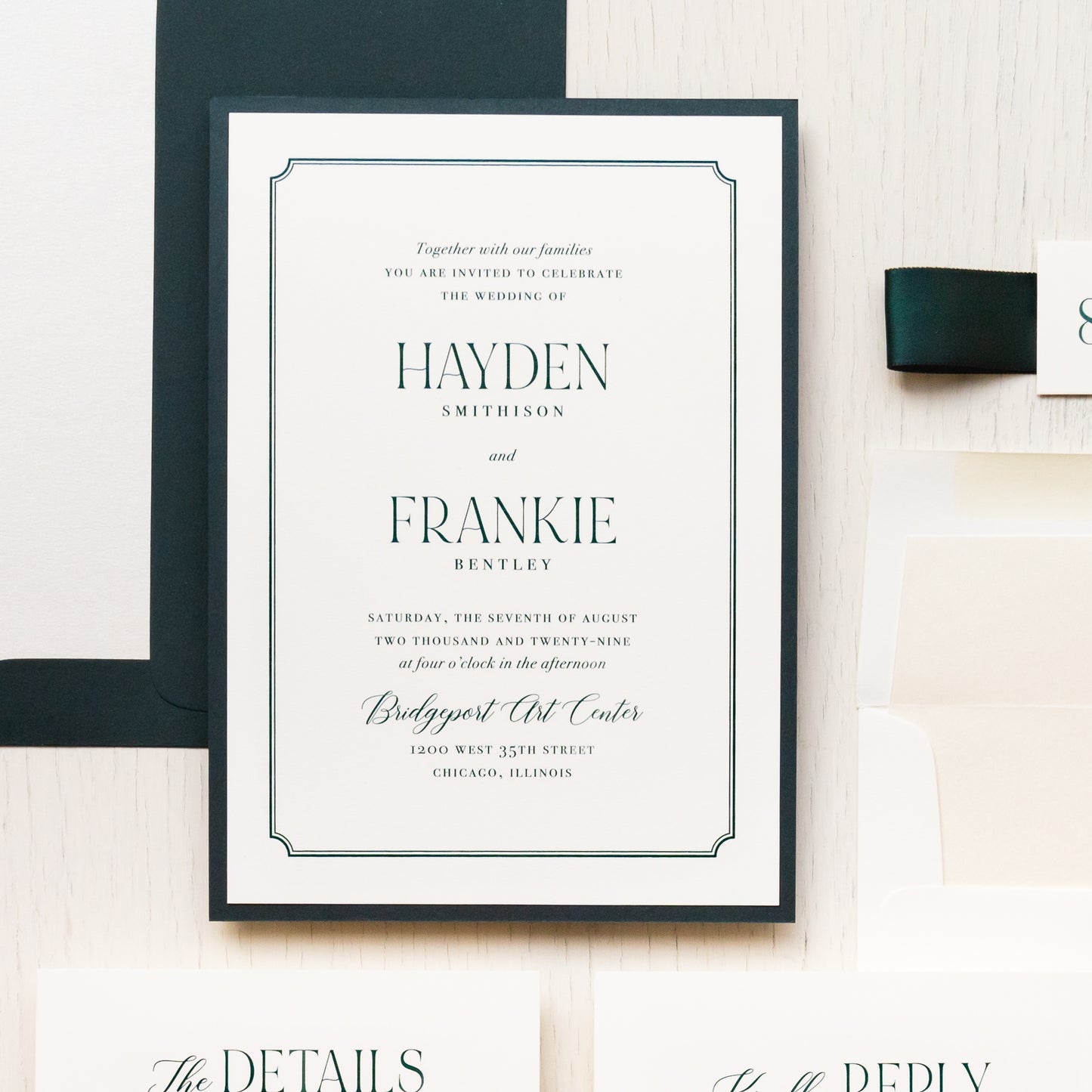 Emerald & Ivory Wedding Invitations