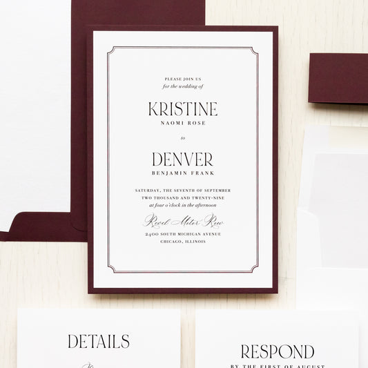 White & Burgundy Wedding Invitations