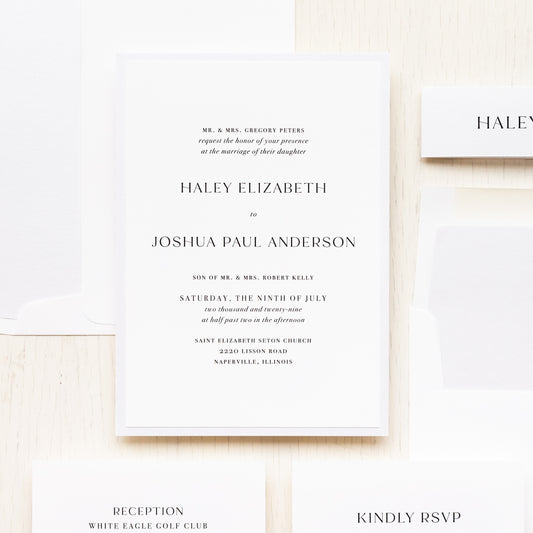 Timeless White Wedding Invitations