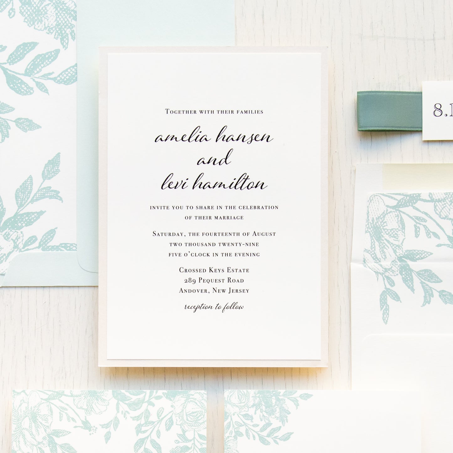 Matcha Bouquet Wedding Invitations