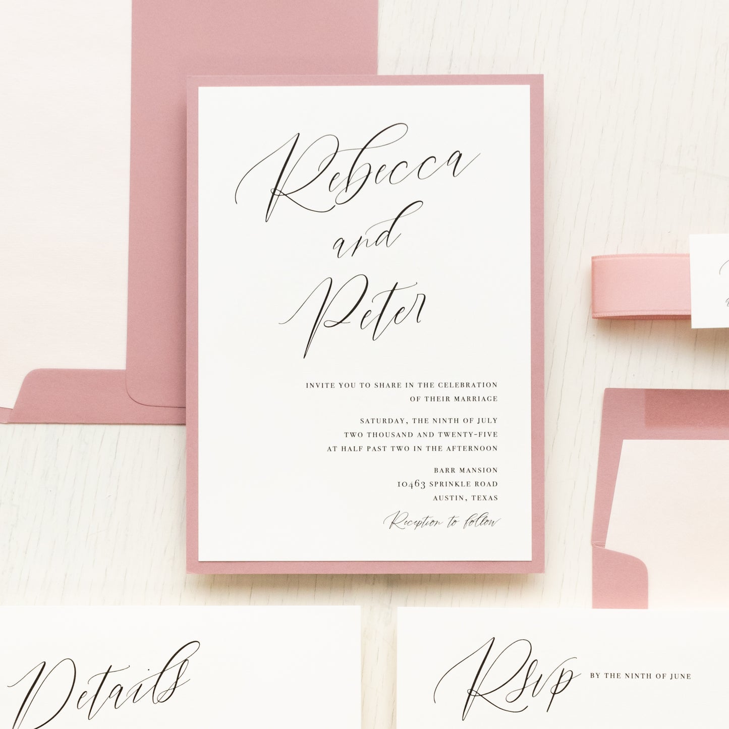 Minimal Mauve Wedding Invitations