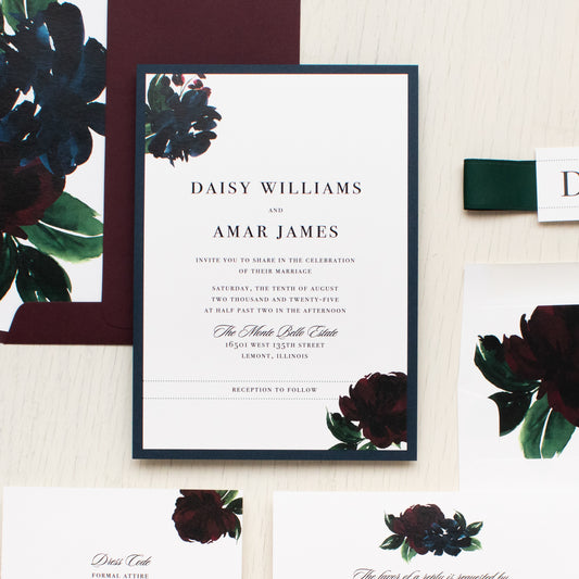 Moody Florals Wedding Invitations