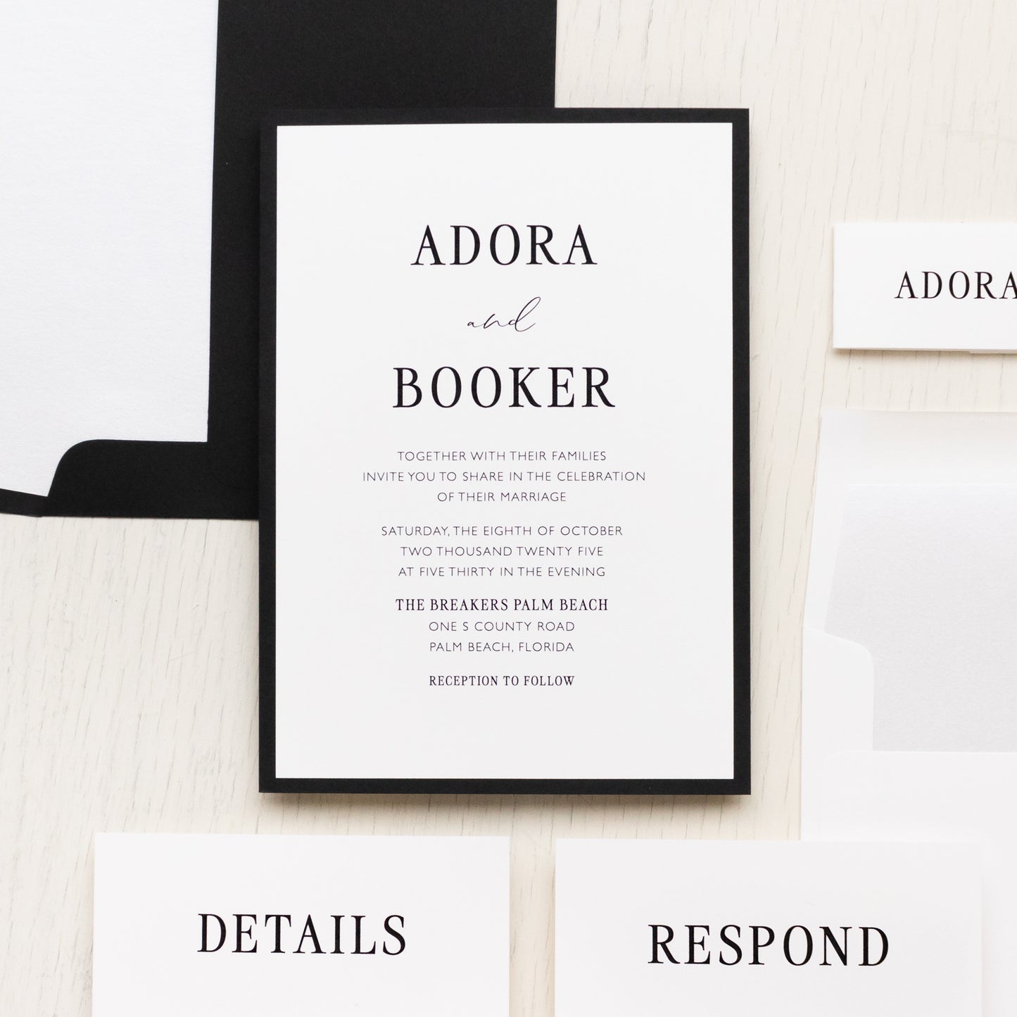 Black Tie Modern Wedding Invitations