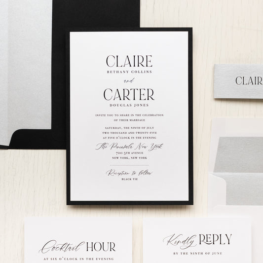 Luxe Black & White Wedding Invitations