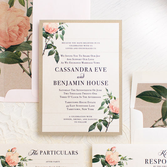 Ivory & Blush Floral Wedding Invitations