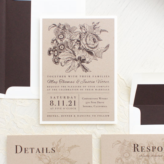 Rustic Floral Wedding Invitations