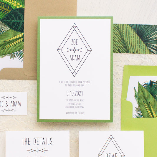 Green Leaf Wedding Invitations