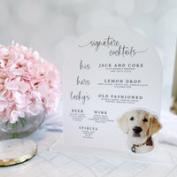 Pet Wedding Bar Menu
