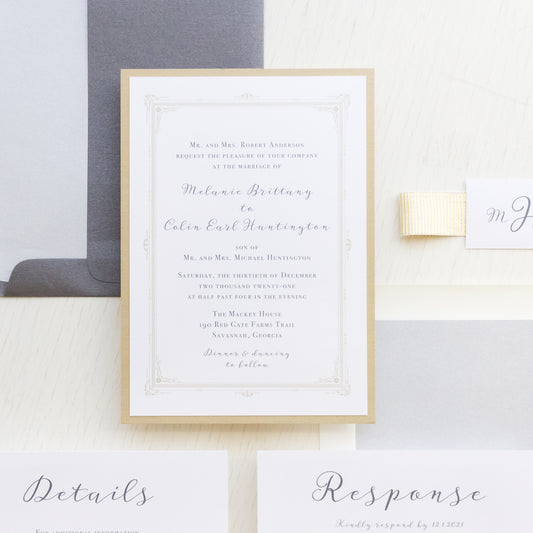 Gold Vintage Wedding Invitations