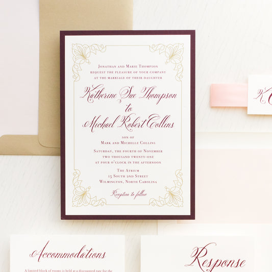 Classic Burgundy Wedding Invitations