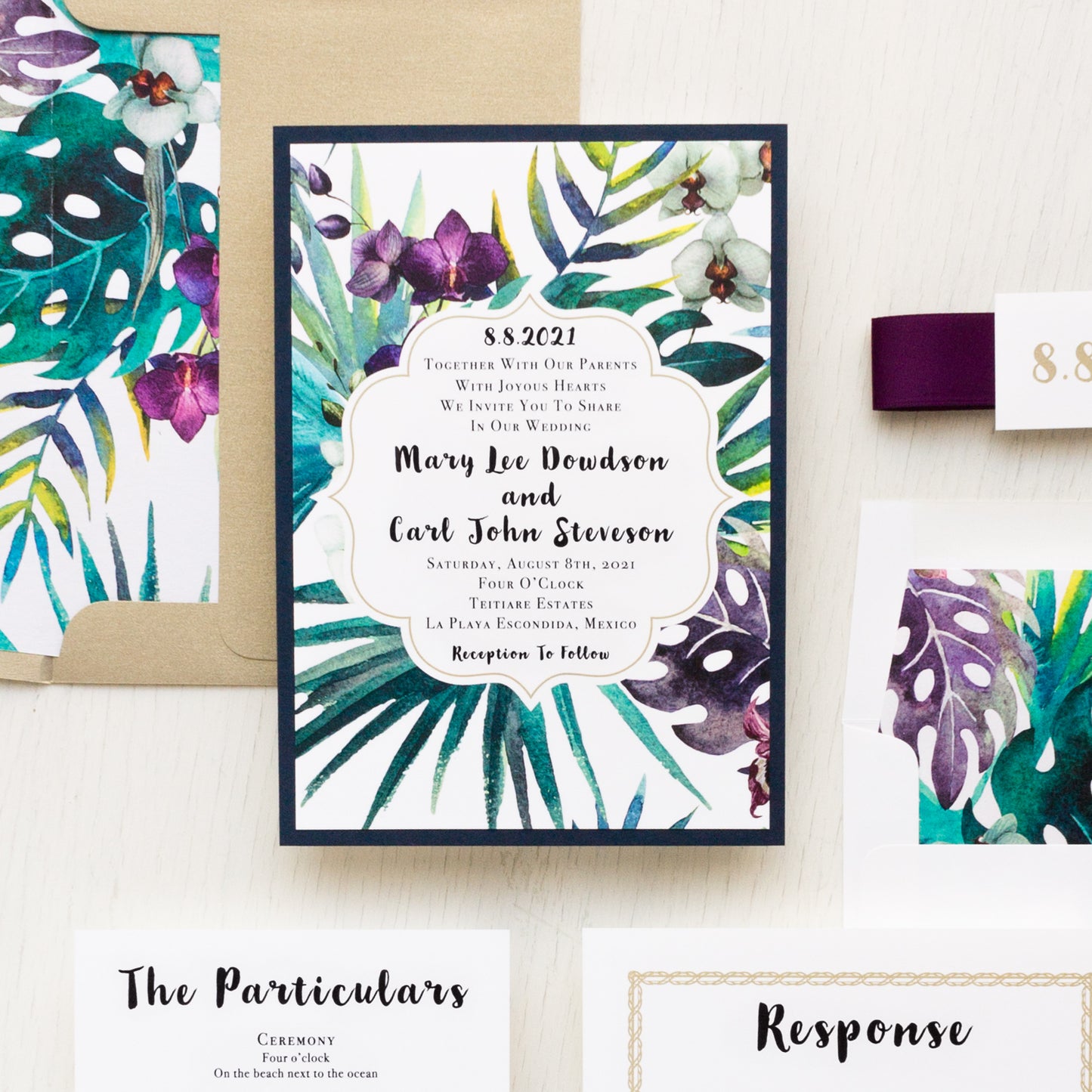 Jewel Tone Tropics Wedding Invitations