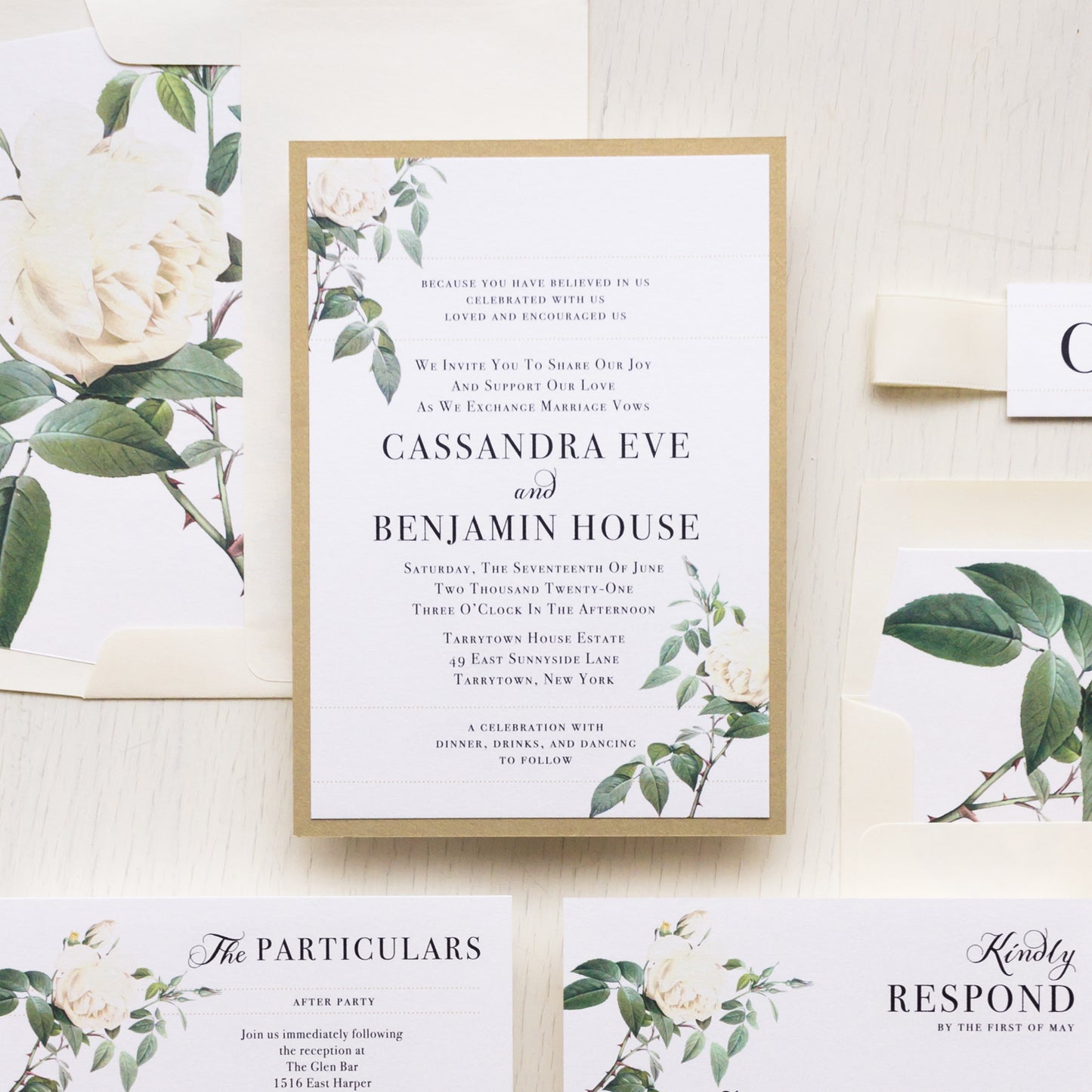 Ivory & White Floral Wedding Invitations