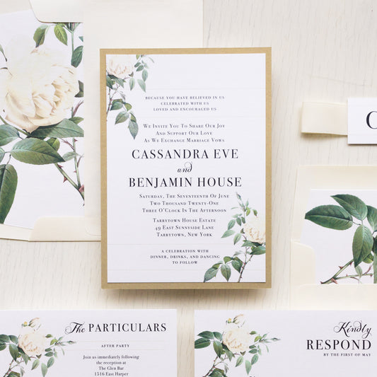 Ivory & White Floral Wedding Invitations