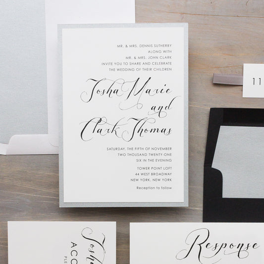 Black Script Wedding Invitations