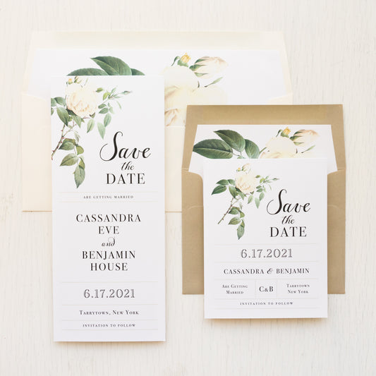 Ivory & White Floral Save The Dates