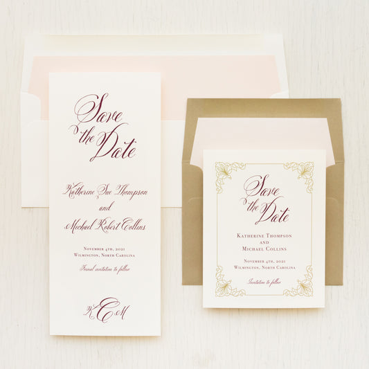 Classic Burgundy Save The Dates