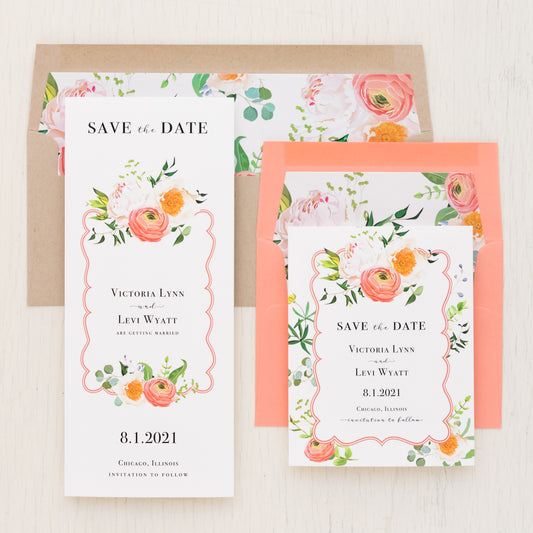 Elegant Coral Save The Dates