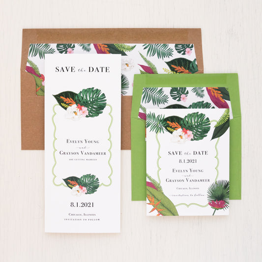 Palm Leaf Save The Dates
