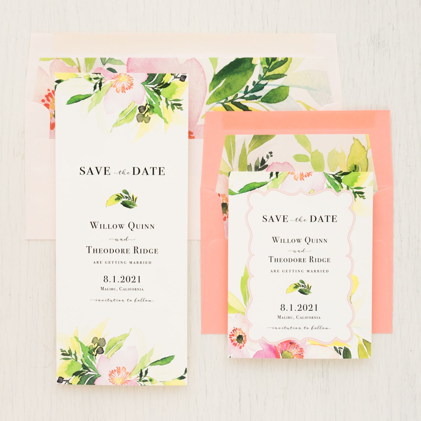 Blush & Coral Floral Save The Dates