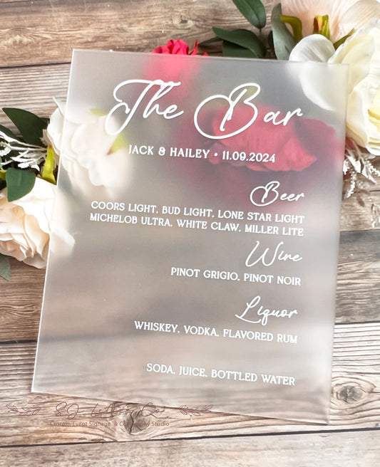 Small Bar Menu Acrylic Sign |...