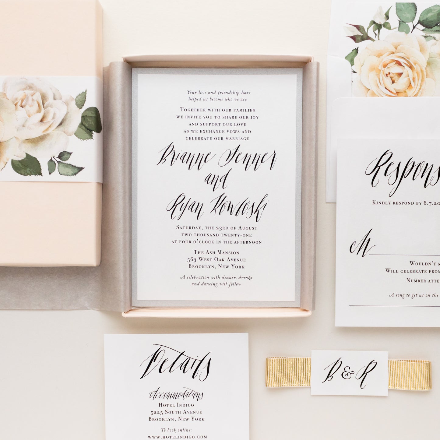 Modern Calligraphy Boxed Wedding Invitations