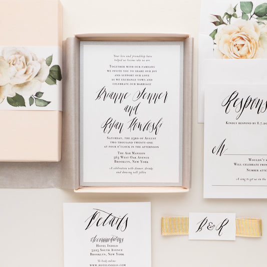 Modern Calligraphy Boxed Wedding Invitations