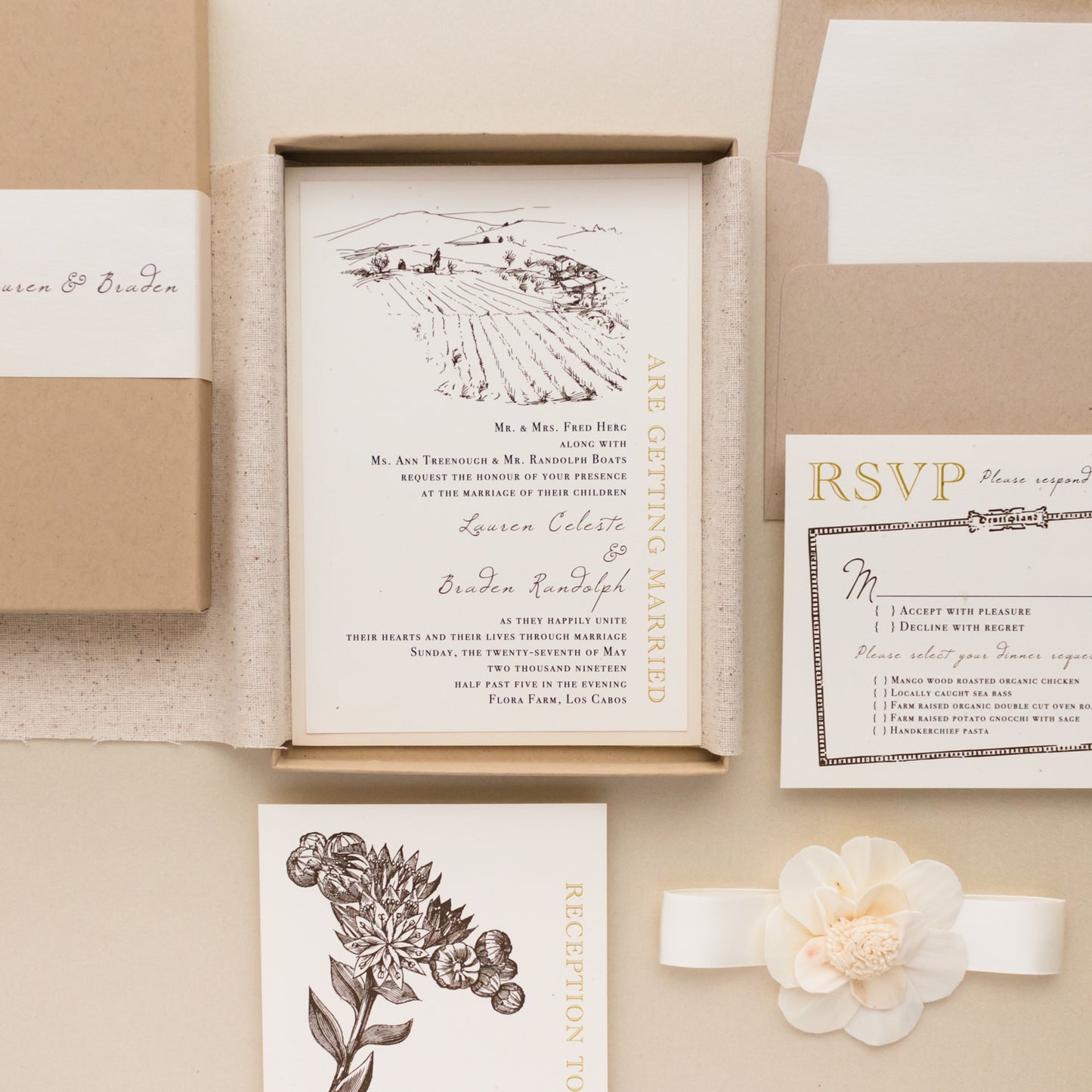 Boxed Farm Chic Wedding Invitations